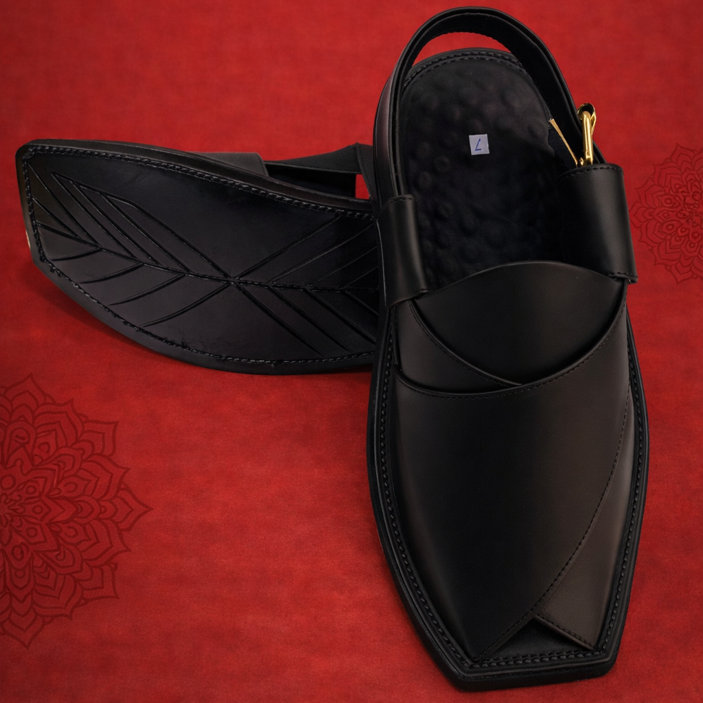 Black Zalmi Peshawari Chappal