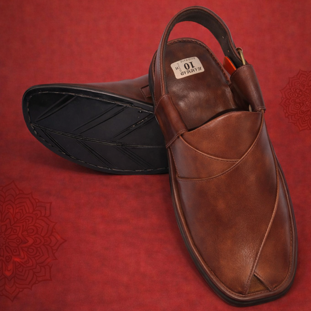 Premium Zalmi Chappal – Rich Brown Leather Comfort