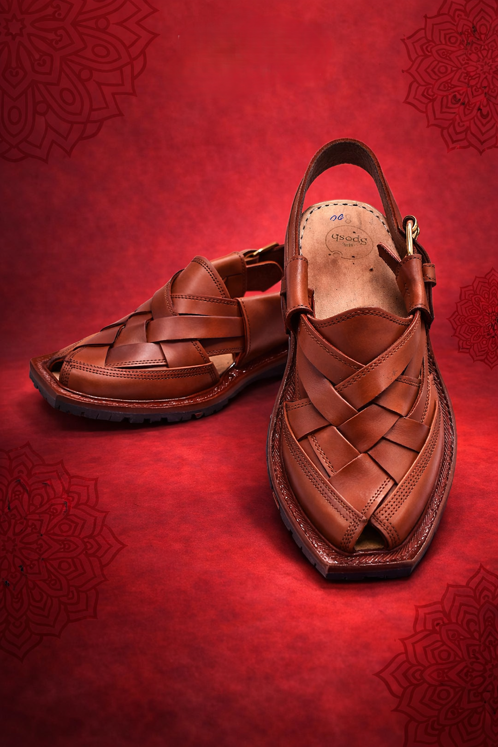 Handmade Mustard Norozi Leather Chappal With Leather Sole